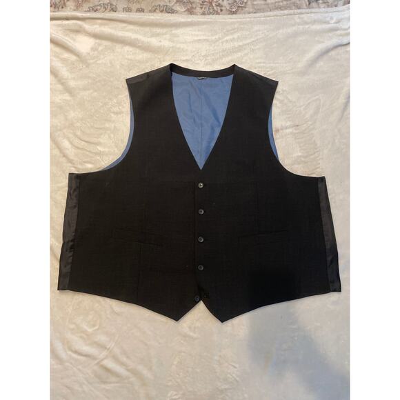 GS Perfect Fit Men's 56 Reg Vest Waistcoat Button Wool Stretch Blend Gilet Black - Picture 1 of 9